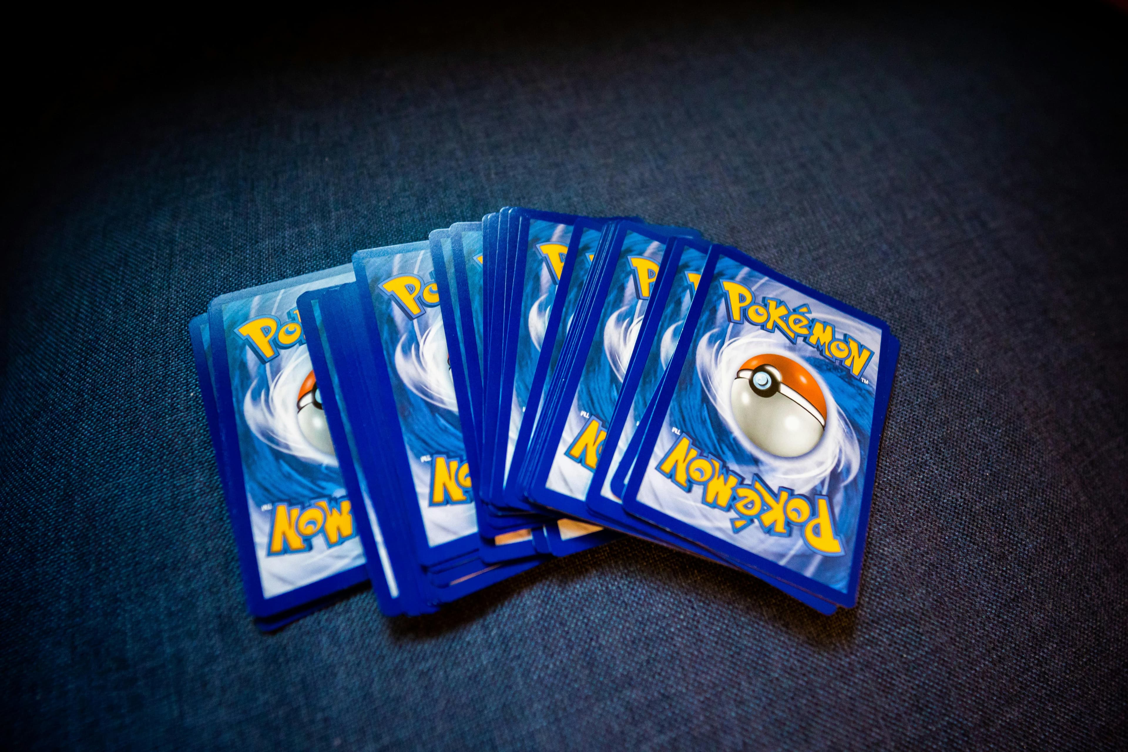 Pokémon TCG cards being sorted